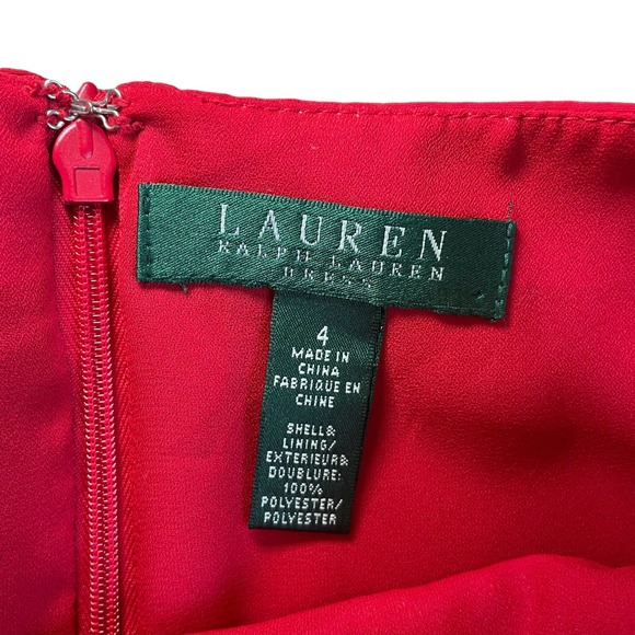 Lauren Ralph Lauren Evening Dress Red Women's Size 4 Classic Christmas Party - Picture 6 of 9
